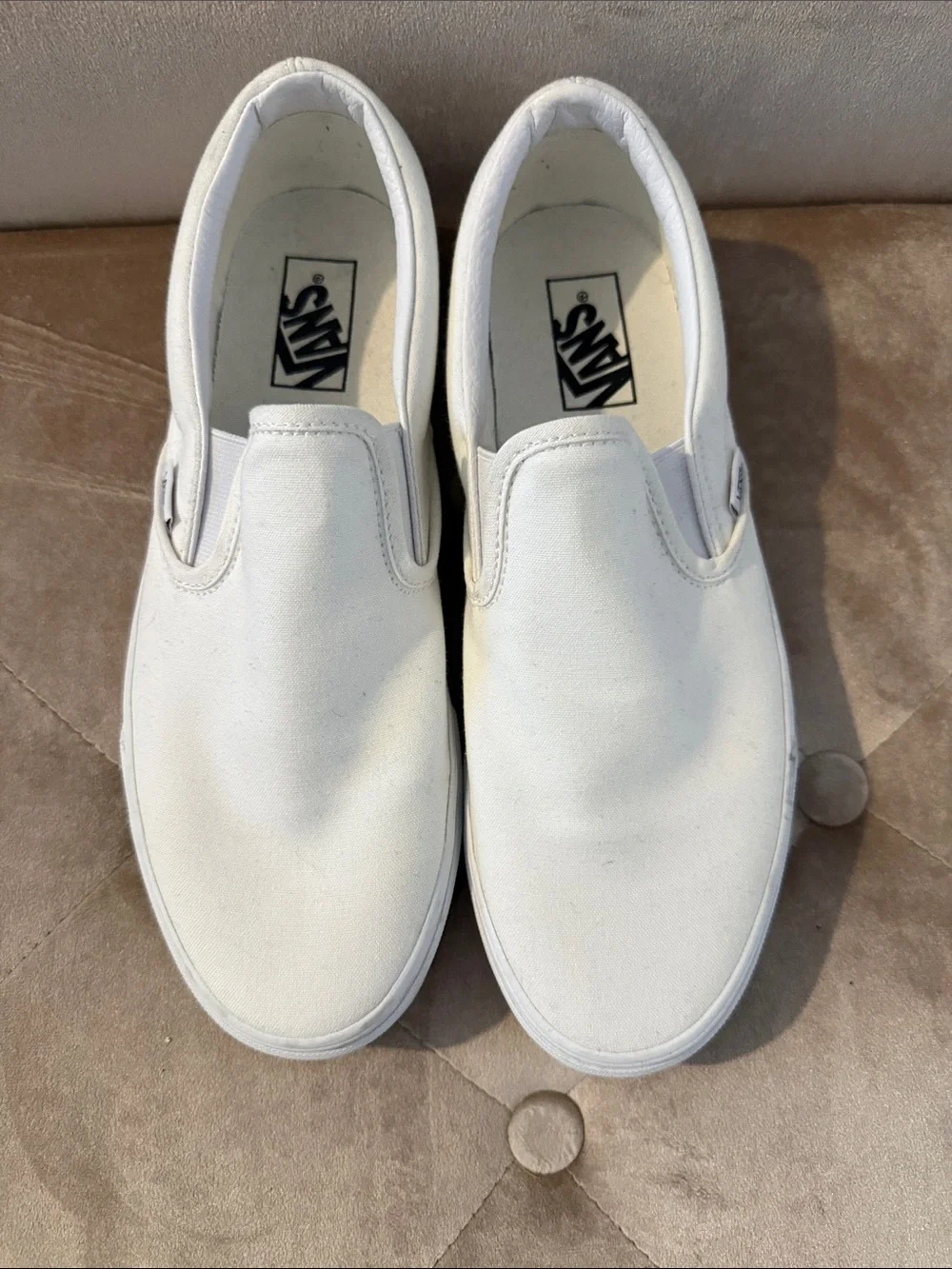 Vans White Slip-On Canvas Loafers
